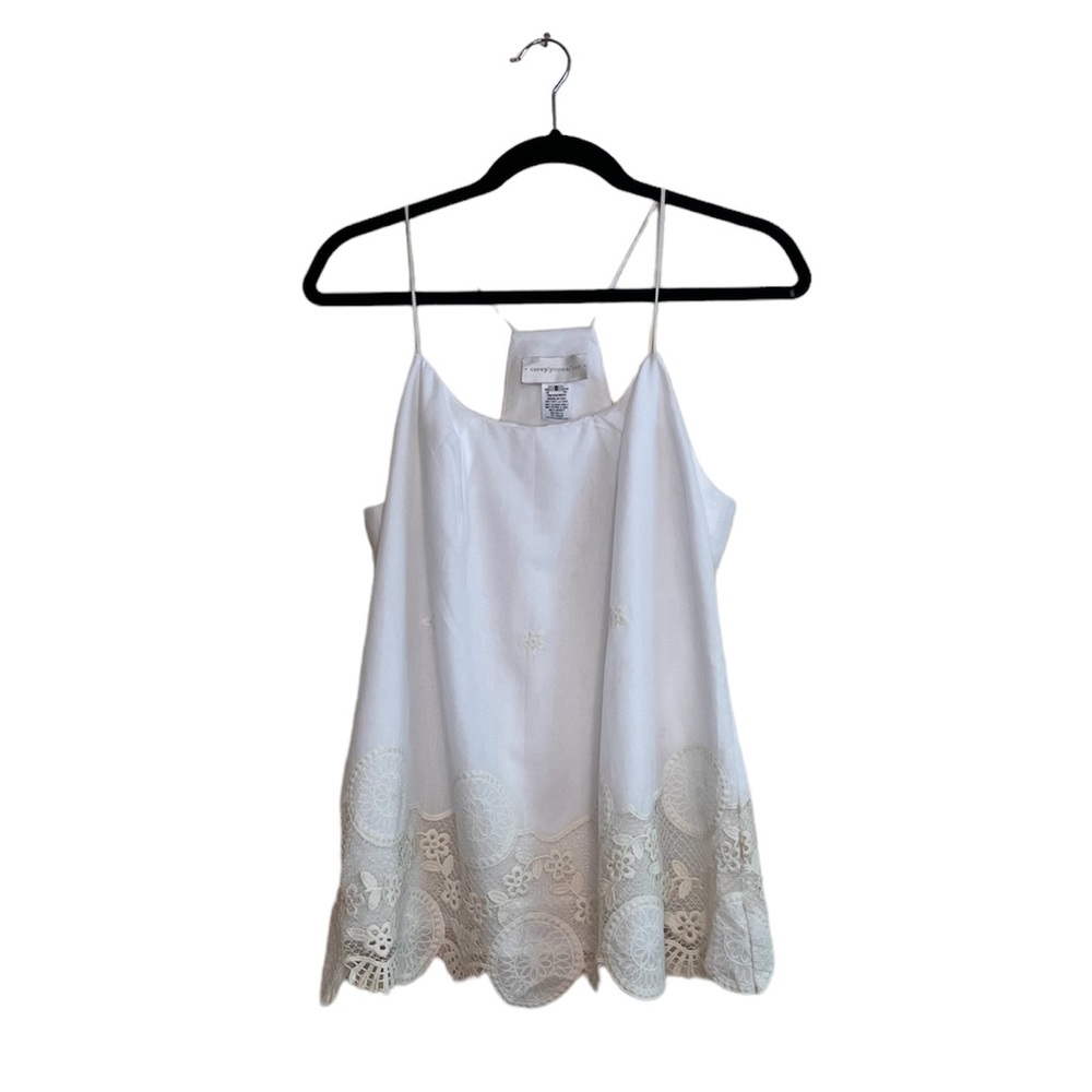 COREY LYNN CALTER White Lace Edge Camisole Tank Blouse - 8